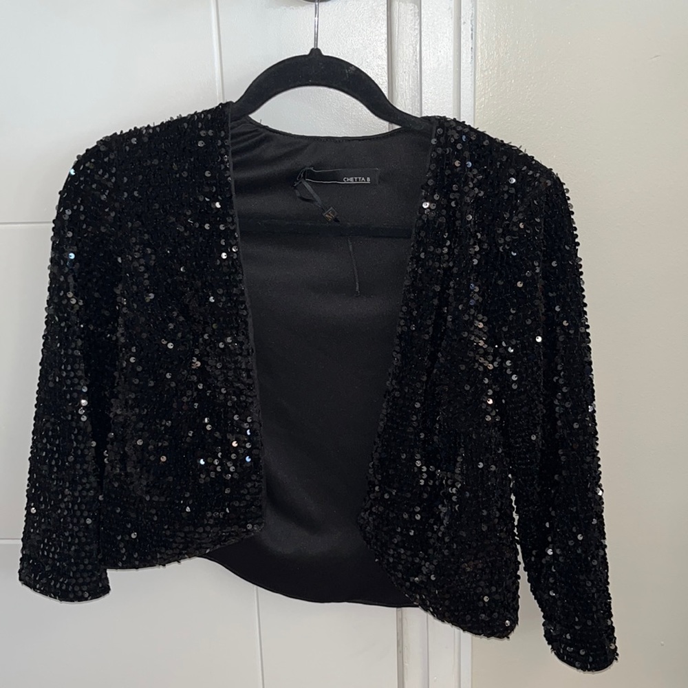 Chetta B Mini Sequence 3/4 Sleeve Velvet Jacket - Size XS